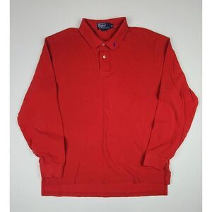 Vintage Polo Ralph Lauren Polo Shirt Mens XL. Red Long Sleeve Logo Collar